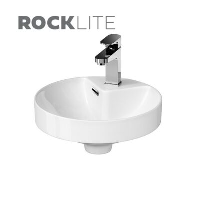 Умивалник тип купа за вграждане CREA 38 K114-002 на Cerasanit. Керамична повърхност ROCKLITE, Цвят: Бял. Покритие: Гланц. Стенни мивки за вграждане.