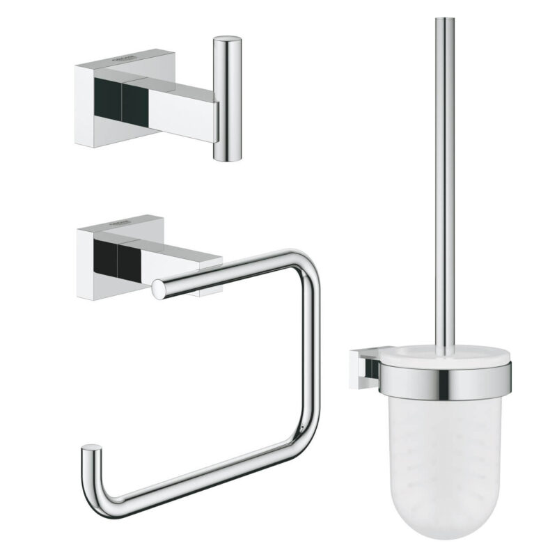 Комплект аксесоари за баня GROHE Essentials Cube 3в1 40757001 от Роско. Аксесоари за баня, Произведено в Германия. Гаранция 5 години.