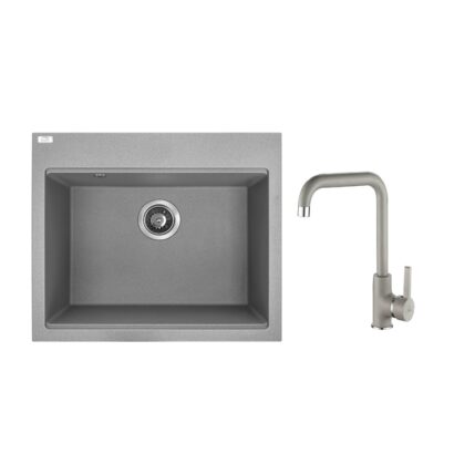 Комплект кухненска мивка 57x50 и смесител Tau Grey SBTA_510Y LAVEO