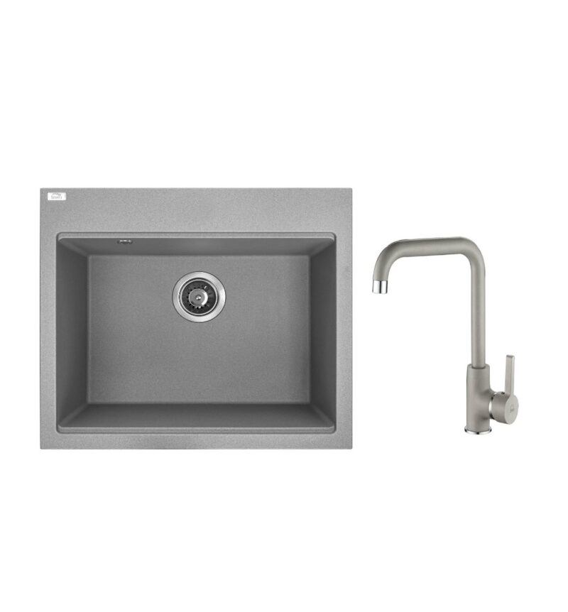 Комплект кухненска мивка 57x50 и смесител Tau Grey SBTA_510Y LAVEO