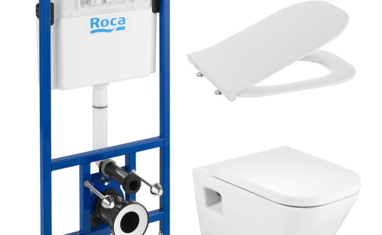 Комплект за вграждане с бутон по избор 4в1 THE GAP SQUARE RIMLESS ROCA - бутон по избор A890090020 + A34647F000 + A801472003