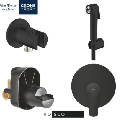 Хигиенен душ комплект за вграждане черен мат GROHE New Tempesta + Eurosmart