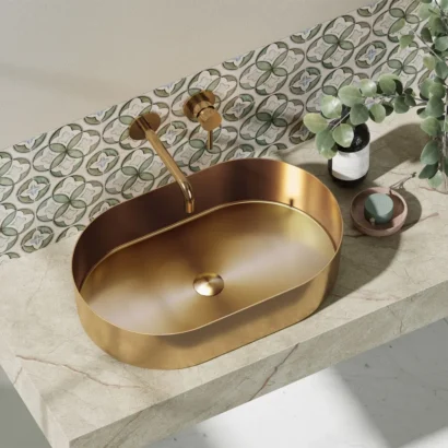 Мивка върху плот от неръждаема стомана 55x35см JUPITER ROSE GOLD BB6808-BRG KARAG