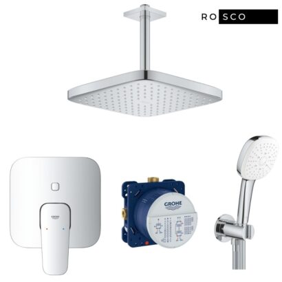 Душ комплект за вграждане CUBEO с пита 25см и рамо от тавана Tempesta 250 GROHE 35600000 + 26910003+ 26683000 + 1017780000