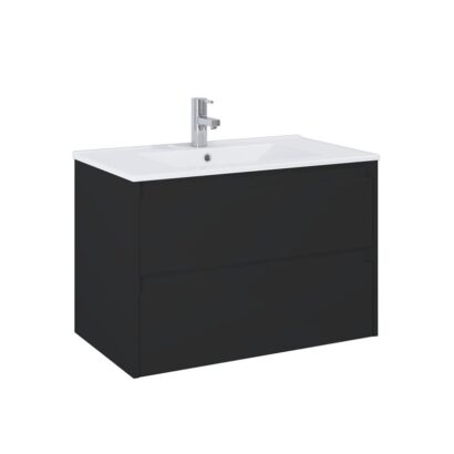 Конзолен MDF шкаф за баня 81.3см черен мат ROCA Claudia A851926532