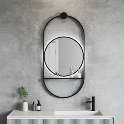Огледало за баня с LED осветление SAVONA BLACK 1943MB