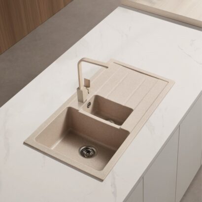 Гранитна кухненска мивка 100x50 и смесител BG 8201 SAND+ 233010 SAND