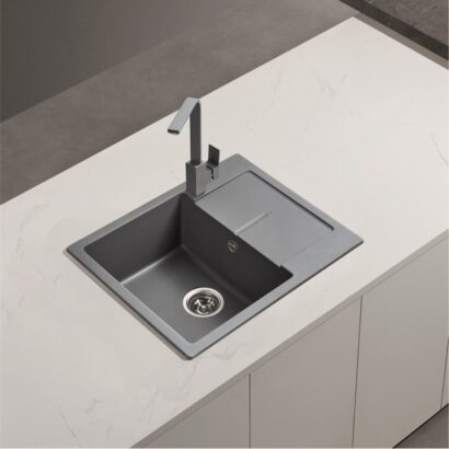 Комплект гранитна кухненска мивка и смесител 62x50см BG 8220 GREY + 233010 GREY