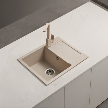 Комплект гранитна кухненска мивка и смесител 62x50см BG 8220 SAND+ 233010 SAND | Rosco