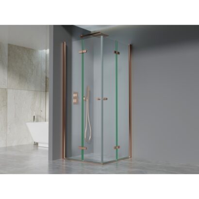 Душ кабина ХАРМОНИКА с профил розово злато 90x90см 114 +114 ROSE GOLD
