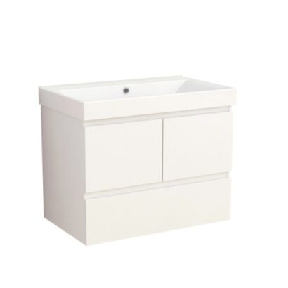 Конзолен PVC шкаф за баня AMBROGIO-75 9048-75W+УМИВ. 5953W-76CM