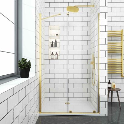 Преграден параван с прозрачно стъкло, различни размери ELGIO BRUSH GOLD
