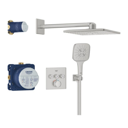 Душ комплект за вграждане с 3 извода GROHE Grohtherm SmartControl Cube Supersteel 34864DC0