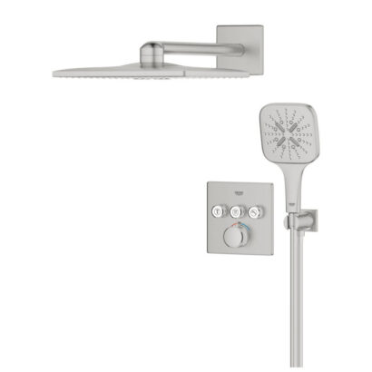 Душ комплект за вграждане с 3 извода GROHE Grohtherm SmartControl Cube Supersteel 34864DC0