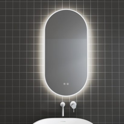Огледало за баня с LED осветление и рамка бял мат 45x90см ICL 1850-45W