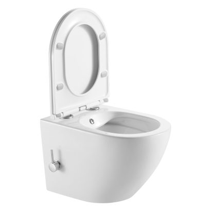 Конзолна тоалетна чиния с вградено биде и смесител 49см LT 046E-NRHC BIANCO GLOSSY KARAG