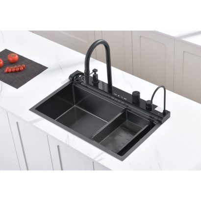 Кухненска мивка от неръждаема стомана 75x46 7547PVD BLACK + СМЕСИТЕЛ 7567131MB