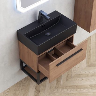 Конзолен PVC шкаф за баня 60см COMPACT 5950 + УМИВАЛНИК 6036MB