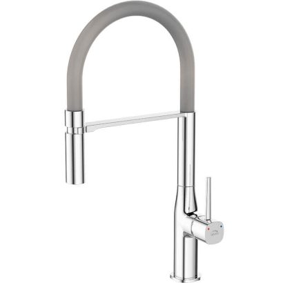 Кухненски смесител с гъвкав чучур сив POLA BAP_978D LAVEO