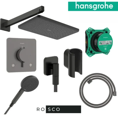 Душ комплект за вграждане Raindance Alive матиран черен хром Hansgrohe