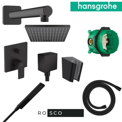 Душ комплект за вграждане Vernis Shape черен мат Hansgrohe