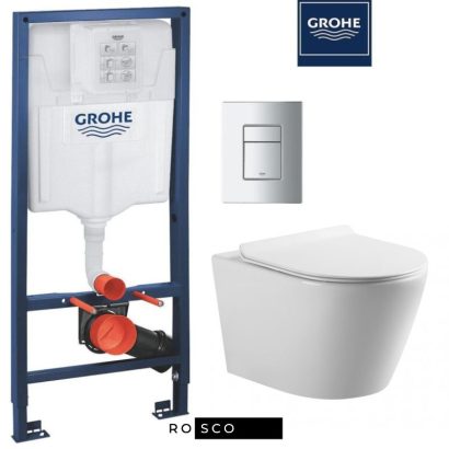 Комплект структура за вграждане GROHE Rapid SL с хромиран бутон и стенна тоалетна чиния 49см 4863 TORNADO