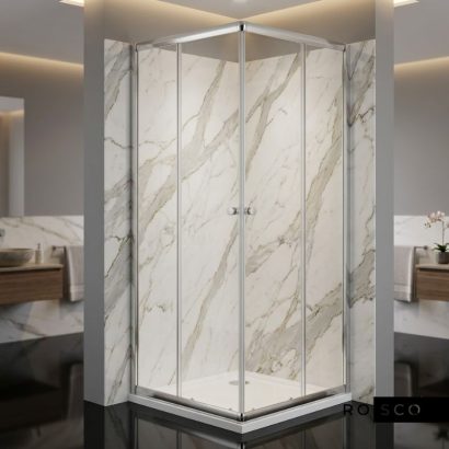 Квадратна душ кабина, хром, прозрачно стъкло, 4мм 80x80x180