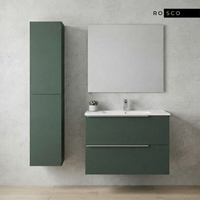 Комплект MDF конзолен шкаф за баня 81.Зсм ROCA Elegant plus Forest Green A852019534 с колона за баня и огледало с амбиентно LED осветление ROCA