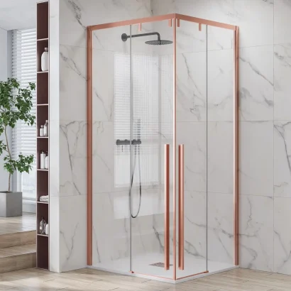 Луксозна душ кабина с плавно затваряне и магнитна система 80x80x200 SANTORINI 100 ROSE GOLD KARAG