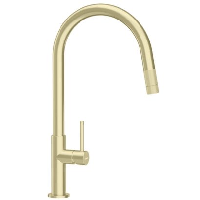 Висок кухненски смесител с издърпващ се чучур TALIA PULL OUT WHITE GOLD SCHOCK