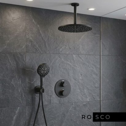 Термостатен душ комплект за вграждане с пита и рамо от тавана Grohtherm Smartcontrol + Rainshower Mono 310 Phantom Black GROHE