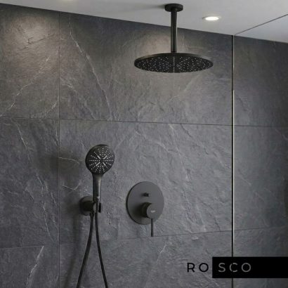 Душ комплект за вграждане с пита и рамо от тавана 31см Essence + Rainshower Mono 310 Phantom Black GROHE